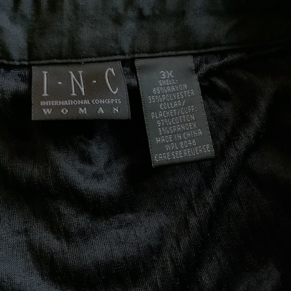 3X Sheer I.N.C. International Concepts Long Sleeve Shirt Black  Button-Up - Picture 7 of 9